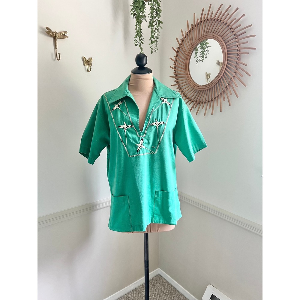 Vintage Caribee Embroidered Bird Tunic Shirt
